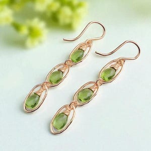 Peridot Long Dangle Earrings, Gemstone Earrings, Dainty Green Stone Earrings, Simple Everyday Earrings, Minimalist Earrings, Nickel Free