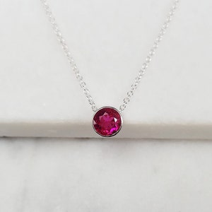 Ruby Floating Necklace, July Birthstone, Necklaces for Women, Simple Gold Necklace, Birthstone Necklace, Gemstone Necklace, Dainty Necklace