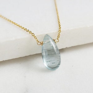 Genuine Aquamarine Necklace, March Birthstone /Handmade Jewelry/ Necklaces for Women, Moss Aquamarine, Birthstone Necklace,Gemstone Necklace