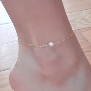 Dainty Anklet Personalized Freshwater Oval Pearl Ankle Bracelet for Women Tiny Pearl Drop Anklet Bridesmaid Gift Gift for Her TPOA-593