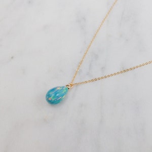 Blue Opal Necklace, October Birthstone / Handmade Jewelry / Opal Necklace, Necklaces for Women, Birthstone Necklace, Gemstone Necklace
