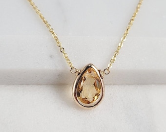 Genuine Citrine Necklace, November Birthstone /Handmade Jewelry/ Necklaces for Women, Gold Citrine, Gemstone Necklace, Birthstone Necklace