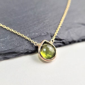 Genuine Peridot Necklace, August Birthstone /Handmade Jewelry/ Simple Gold Necklace, Necklaces for Women, Gemstone Necklace, Dainty Necklace