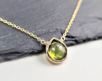 Genuine Peridot Necklace, August Birthstone /Handmade Jewelry/ Simple Gold Necklace, Necklaces for Women, Gemstone Necklace, Dainty Necklace