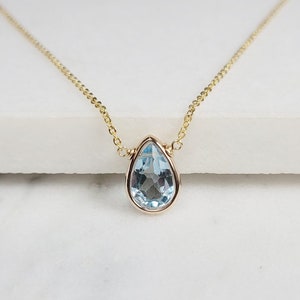 Blue Topaz Necklace, December Birthstone / Handmade Jewelry / Necklaces for Women, Simple Gold Necklace, Gemstone Necklace, Dainty Necklace