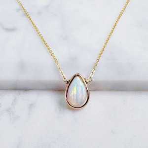 White Opal Necklace, October Birthstone /Handmade Jewelry/ Opal Necklace, Necklaces for Women, Birthstone Necklace, Dainty Gemstone Necklace