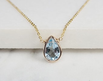 Blue Topaz Necklace, December Birthstone / Handmade Jewelry / Necklaces for Women, Simple Gold Necklace, Gemstone Necklace, Dainty Necklace
