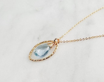 Genuine Aquamarine Necklace, March Birthstone /Handmade Jewelry/ Real Aquamarine Pendant, Gemstone Necklace, Necklaces for Women, Dainty