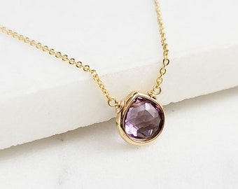 Amethyst Necklace, February Birthstone Necklace /Handmade Jewelry/ Amethyst Pendant, Gemstone Necklace, Necklaces for Women, Dainty Necklace