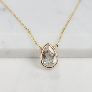 White Topaz Necklace, April Birthstone / Handmade Jewelry / Necklaces for Women, White Topaz Pendant, Gemstone Necklace, Birthstone Necklace