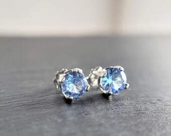 Aquamarine Studs, March Birthstone /Handmade Jewelry/ Gemstone Studs, Birthstone Gift, Aquamarine Earrings, Unisex Studs, Stud Earring Set