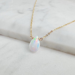 White Opal Necklace, October Birthstone / Handmade Jewelry / Opal Necklace, Necklaces for Women, Birthstone Necklace, Gemstone Necklace