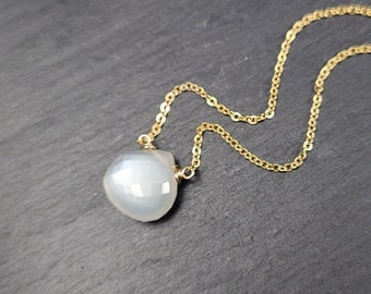 White Moonstone Necklace, June Birthstone, Necklaces for Women, Bridal Necklace, Gemstone Necklace, Moonstone Pendant, Layered Necklace