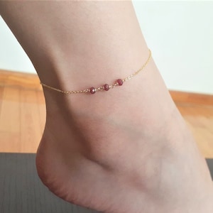 Ruby Anklet, July Birthstone /Handmade Jewelry/ Gemstone Anklet, Dainty Anklets for Women, Birthstone Anklet, Summer Jewelry, Dainty Anklet