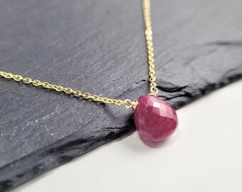 Genuine Ruby Necklace, July Birthstone / Handmade Jewelry / Ruby Pendant, Necklaces for Women, Gold or Silver Necklace, Gemstone Necklace