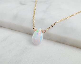 White Opal Necklace, October Birthstone / Handmade Jewelry / Opal Necklace, Necklaces for Women, Birthstone Necklace, Gemstone Necklace