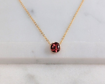 Tiny Genuine Garnet Necklace, January Birthstone / Handmade Jewelry / Garnet Necklace Gold, Silver Necklace, Necklaces for Women, Dainty