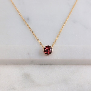 Tiny Genuine Garnet Necklace, January Birthstone / Handmade Jewelry / Garnet Necklace Gold, Silver Necklace, Necklaces for Women, Dainty