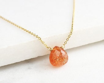 Sunstone Necklace, Necklaces for Women / Handmade Jewelry / Sunstone Pendant, Crystal Healing, Gemstone Necklace, Dainty Necklace, Layered
