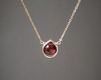 Genuine Garnet Necklace, January Birthstone Necklace /Handmade Jewelry/ Necklaces for Women, Garnet Pendant, Gemstone Necklace, Dainty Gift