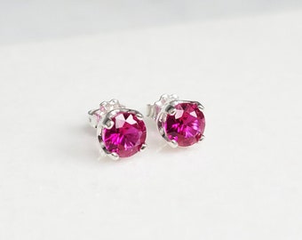 Ruby Studs, July Birthstone, Ruby Stud Earrings, Gemstone Studs, Birthstone Earrings, Ruby Earrings, Unisex Studs, Stud Earring Set, Dainty