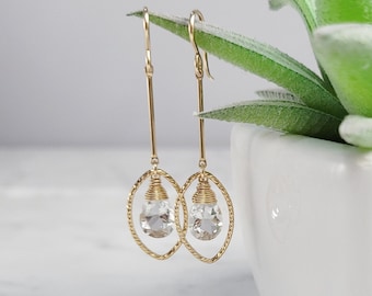 White Topaz Earrings, April Birthstone, Bridal Earrings, Bridal Jewelry, Minimalist Earrings, Dainty Earrings, Gifts for Her, Boho Earrings