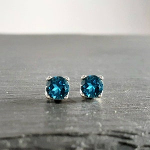 London Blue Topaz Studs, December Birthstone / Handmade Jewelry / Stud Earring Set, Gemstone Studs, Birthstone Studs, Unisex Studs, Dainty