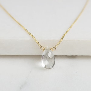 White Topaz Necklace, April Birthstone / Handmade Jewelry / Necklaces for Women, White Topaz Pendant, Gemstone Necklace, Birthstone Necklace