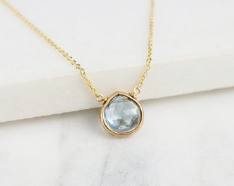 Genuine Aquamarine Necklace, March Birthstone /Handmade Jewelry/ Real Aquamarine Pendant, Gemstone Necklace, Necklaces for Women, Dainty