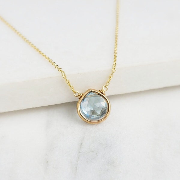 Genuine Aquamarine Necklace, March Birthstone /Handmade Jewelry/ Real Aquamarine Pendant, Gemstone Necklace, Necklaces for Women, Dainty