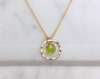 Peridot Hoop Necklace, August Birthstone /Handmade Jewelry/ Necklaces for Women, Peridot Choker, Dainty Gemstone Necklace, Gifts for Her