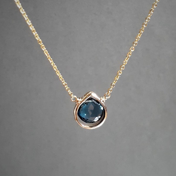 London Blue Topaz Necklace, December Birthstone / Handmade Jewelry / Blue Topaz Necklace, Necklaces for Women, Simple Gold Necklace, Dainty