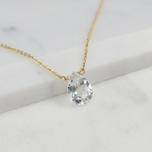 White Topaz Necklace, April Birthstone / Handmade Jewelry / Necklaces for Women, White Topaz Pendant, Gemstone Necklace, Birthstone Necklace