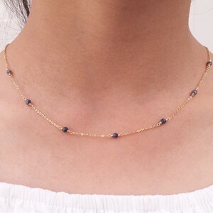 Genuine Blue Sapphire Necklace • September Birthstone • Handmade Jewelry • Necklaces for Women • Dainty Gold Necklace • Gemstone Necklace • Boho Necklace