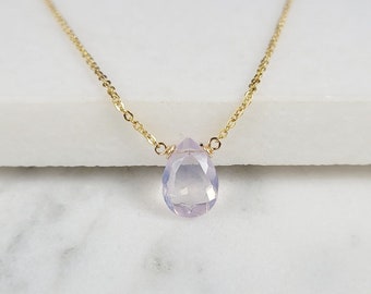 Lavender Quartz Necklace, Scorolite Necklace, Lavender Quartz Pendant, Necklaces for Women, Gemstone Necklace, Layered Necklace, Dainty Gift
