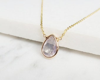 Lavender Quartz Necklace, Scorolite Necklace, Lavender Quartz Pendant, Necklaces for Women, Gemstone Necklace, Layered Necklace, Dainty Gift