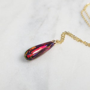 Red Fire Opal Necklace, October Birthstone / Handmade Jewelry / Opal Necklace, Necklaces for Women, Birthstone Necklace, Gemstone Necklace