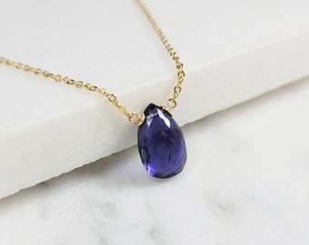 Iolite Necklace, Gemstone Necklace / Handmade Jewelry / Necklaces for Women, Simple Gold Necklace, Layered Necklace, Dainty Necklace, Choker