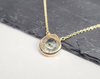 Green Amethyst Necklace, February Birthstone /Handmade Jewelry/ Gemstone Necklace,Simple Gold Necklace, Necklaces for Women, Gemstone Choker
