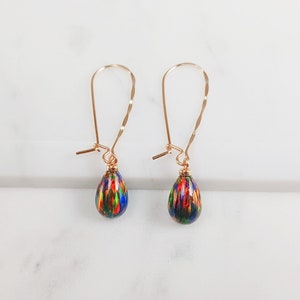 Opal Earrings, October Birthstone /Handmade Jewelry/ Opal Long Dangle Earrings, Gold Opal Earrings, Dainty Gemstone Earrings, Minimalist