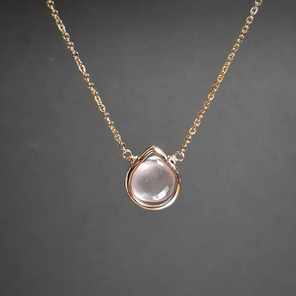 Rose Quartz Gold Necklace, Rose Quartz Pendant / Handmade Jewelry / Silver Necklace, Rose Quartz Heart Necklace, Necklaces for Women, Dainty