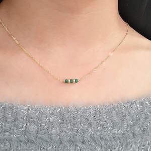 Emerald Bar Necklace, May Birthstone Necklace / Handmade Jewelry / Gemstone Necklace, Necklaces for Women, Layered Necklace, Dainty Necklace