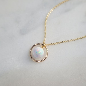White Opal Necklace, October Birthstone /Handmade Necklace/ Necklaces for Women, Simple Gold Necklace, Dainty Opal Choker, Layered Necklace
