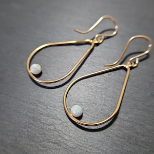Opal Earrings, October Birthstone /Handmade Jewelry/ Opal Long Dangle Earrings, Gold Opal Earrings, Dainty Gemstone Earrings, Minimalist