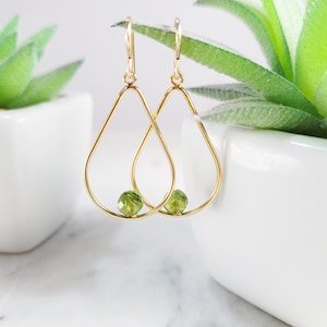 Peridot Earrings, August Birthstone /Handmade Jewelry/ Peridot Long Dangle Earrings, Gold Peridot Earrings, Dainty Gemstone Earrings, Silver