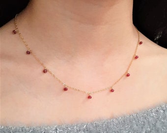 Ruby Necklace, July Birthstone / Handmade Jewelry / Gemstone Necklace, Necklaces for Women, Gemstone Choker, Beaded Choker, Dainty Choker