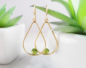 Peridot Earrings, August Birthstone /Handmade Jewelry/ Peridot Long Dangle Earrings, Gold Peridot Earrings, Dainty Gemstone Earrings, Silver