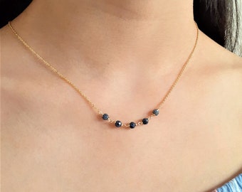 Blue Sapphire Necklace, September Birthstone / Handmade Jewelry / Necklaces for Women, Gemstone Necklace, Gemstone Choker, Dainty Choker