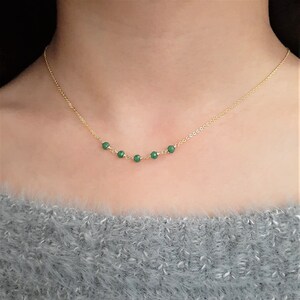 Emerald Necklace, May Birthstone Necklace / Handmade Jewelry / Simple Gold Necklace, Necklaces for Women, Gemstone Necklace, Beaded Choker