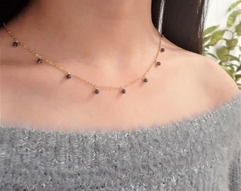 Blue Sapphire Necklace, September Birthstone Necklace / Handmade Jewelry / Gemstone Necklace, Necklaces for Women, Gemstone Choker, Layered